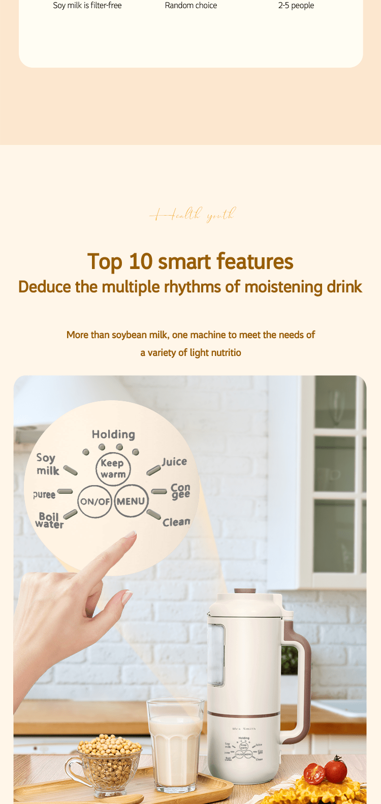 1000ml MRSSMITH Deluxe Portable Mini Soy Milk Maker - Enjoy Fresh Soy Milk and Juices with Advanced 23000RPM Motor, Touch Type Operation, and Self-Cleaning Function - Perfect for 1-4 Person Households with US Plug and 110-130