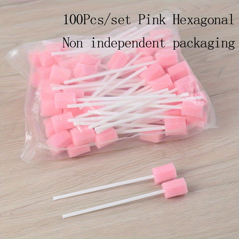 100pcs Disposable Oral Care Sponge Swabs - Effective Tooth Cleaning Mouth Swabs with Sturdy Plastic Stick for Gentle Plaque Removal and Fresh Breath
