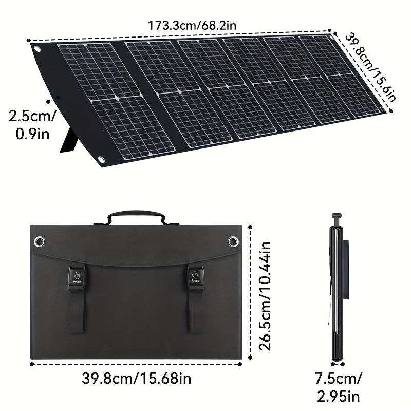 100W Portable Foldable Solar Panel Charger - High Efficiency Solar Charger with USB-C PD3.0, USB-A QC3.0, And DC 20V Output, Lightweight & Compact Design for Camping, Hiking, RV Travel, Fishing, And Outdoor Adventures
