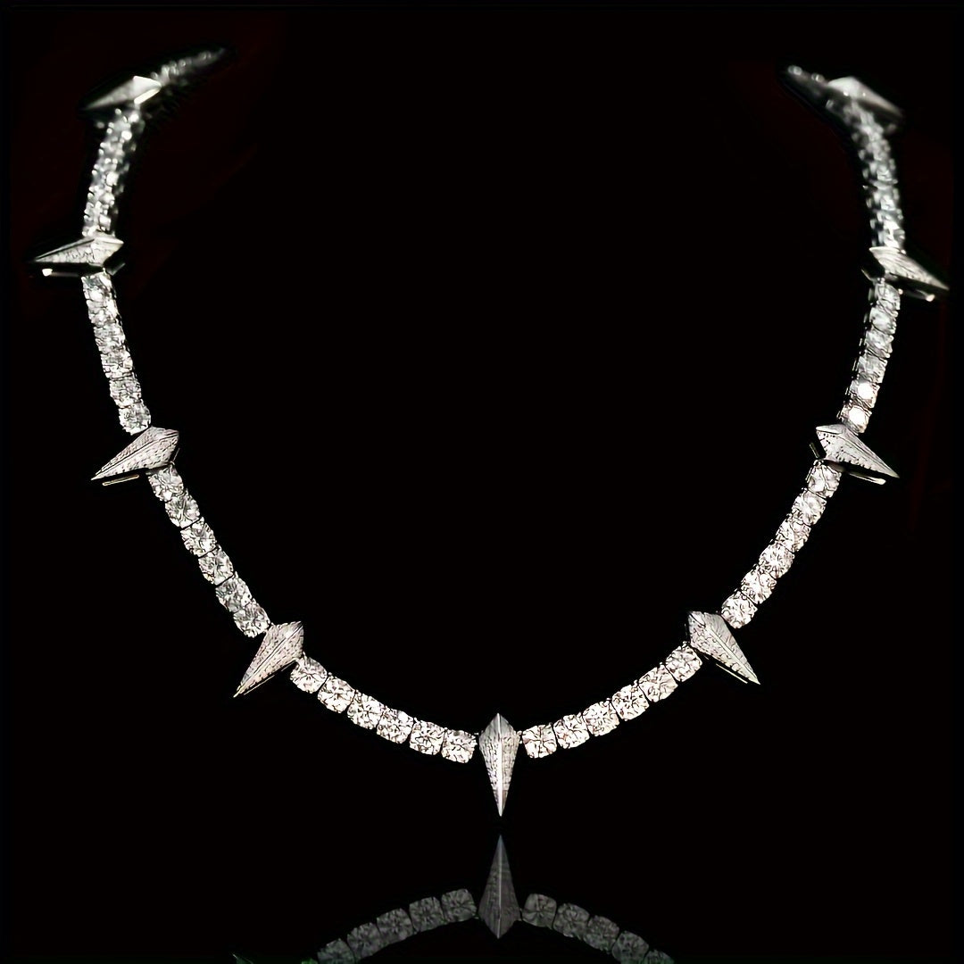 0.5 Carat Zirconia Men's King of Wakanda Pointed Necklace with Wolf Tooth Pendant, Personalized Fashion Forward Tennis Chain