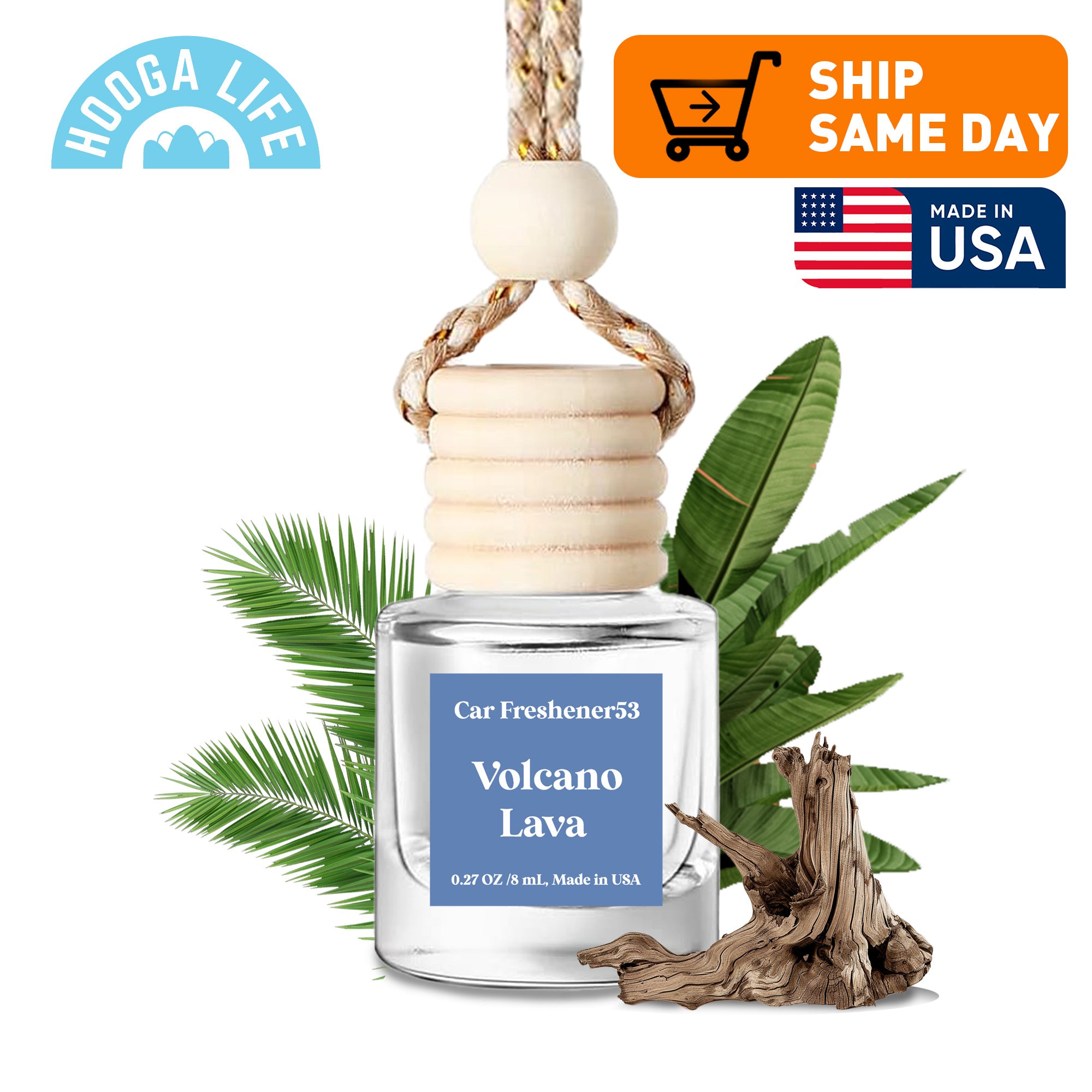 HOOGALIFE Car Air Freshener Choose from 22 Scents,Hanging Car Diffuser,Car Decor Accessory, Made in the USA,Long Lasting,Ships Today.The best New Year gift ever. Choose 1 Bottle or 2 Bottles.Plus,our brand offers excellent cu