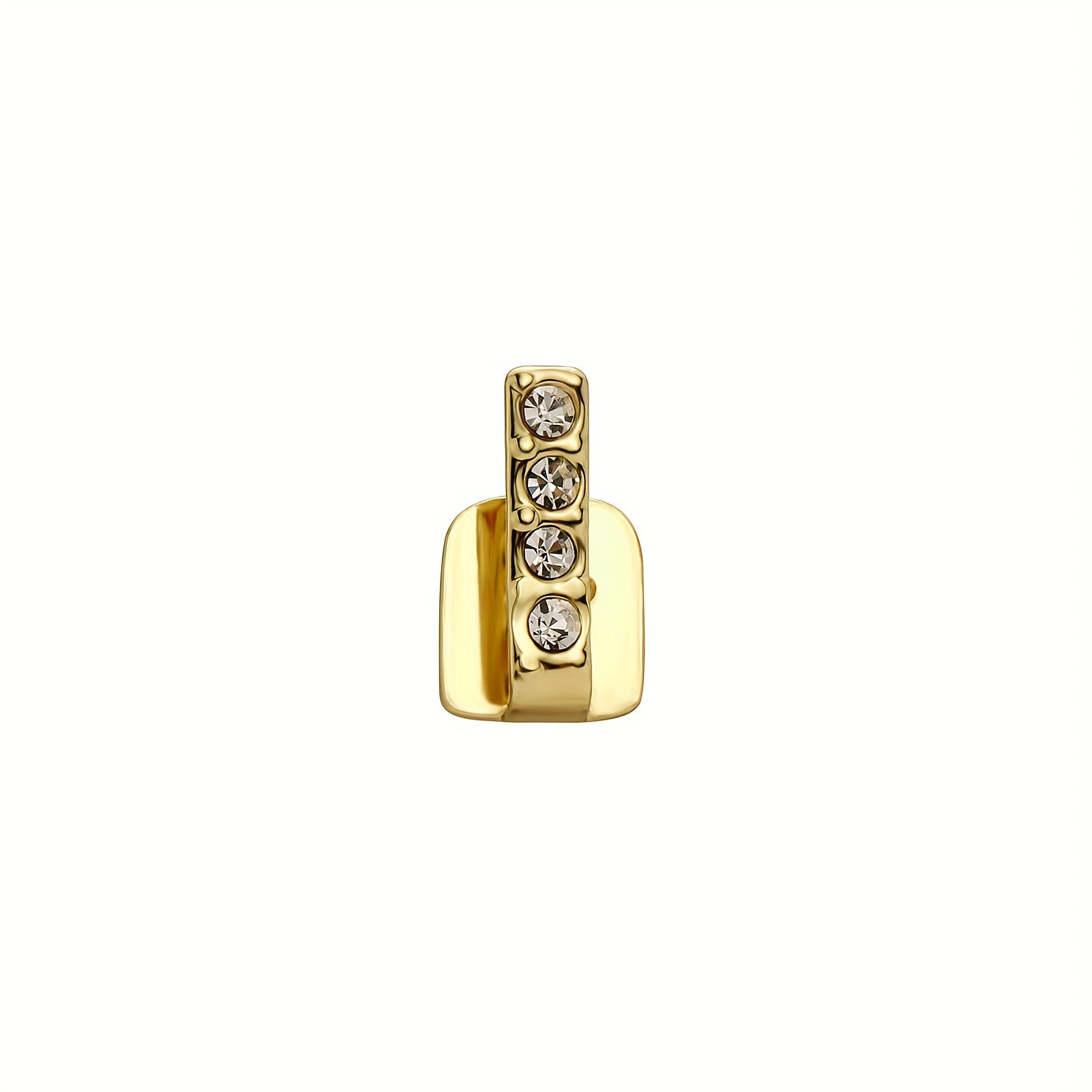 14K Golden Plated Hip Hop Dental Grills with Zircon Stones - Sexy Hollow Design Bar Tooth Cap for Daily & Party Wear, Unisex Copper Grillz for Teeth - Halloween Accessory, Fits All Seasons