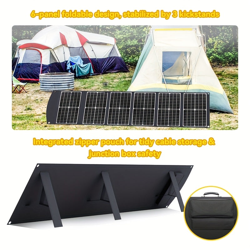 100W Portable Foldable Solar Panel Charger - High Efficiency Solar Charger with USB-C PD3.0, USB-A QC3.0, And DC 20V Output, Lightweight & Compact Design for Camping, Hiking, RV Travel, Fishing, And Outdoor Adventures