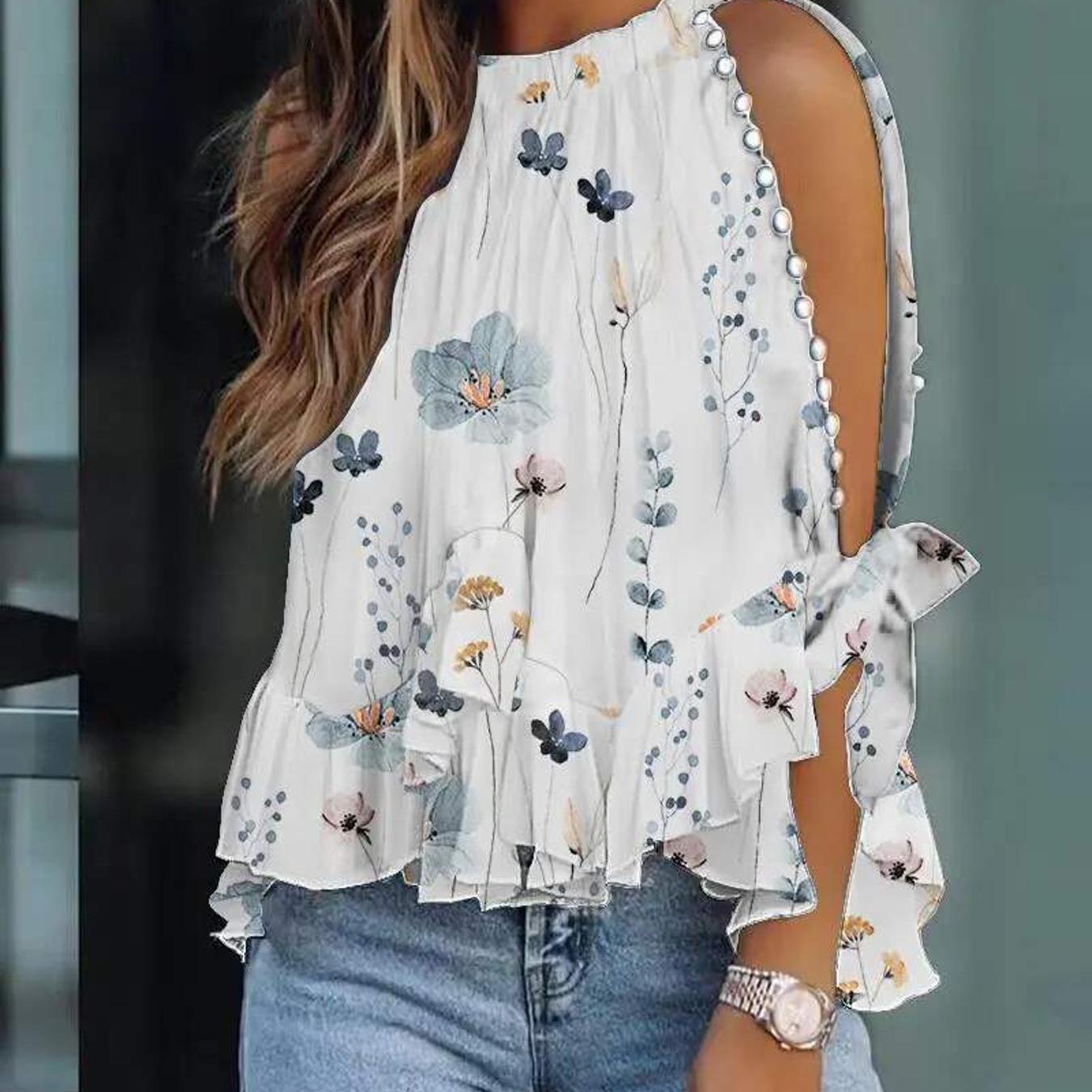 Pearl Accented Dress, Floral Ladies Outfit