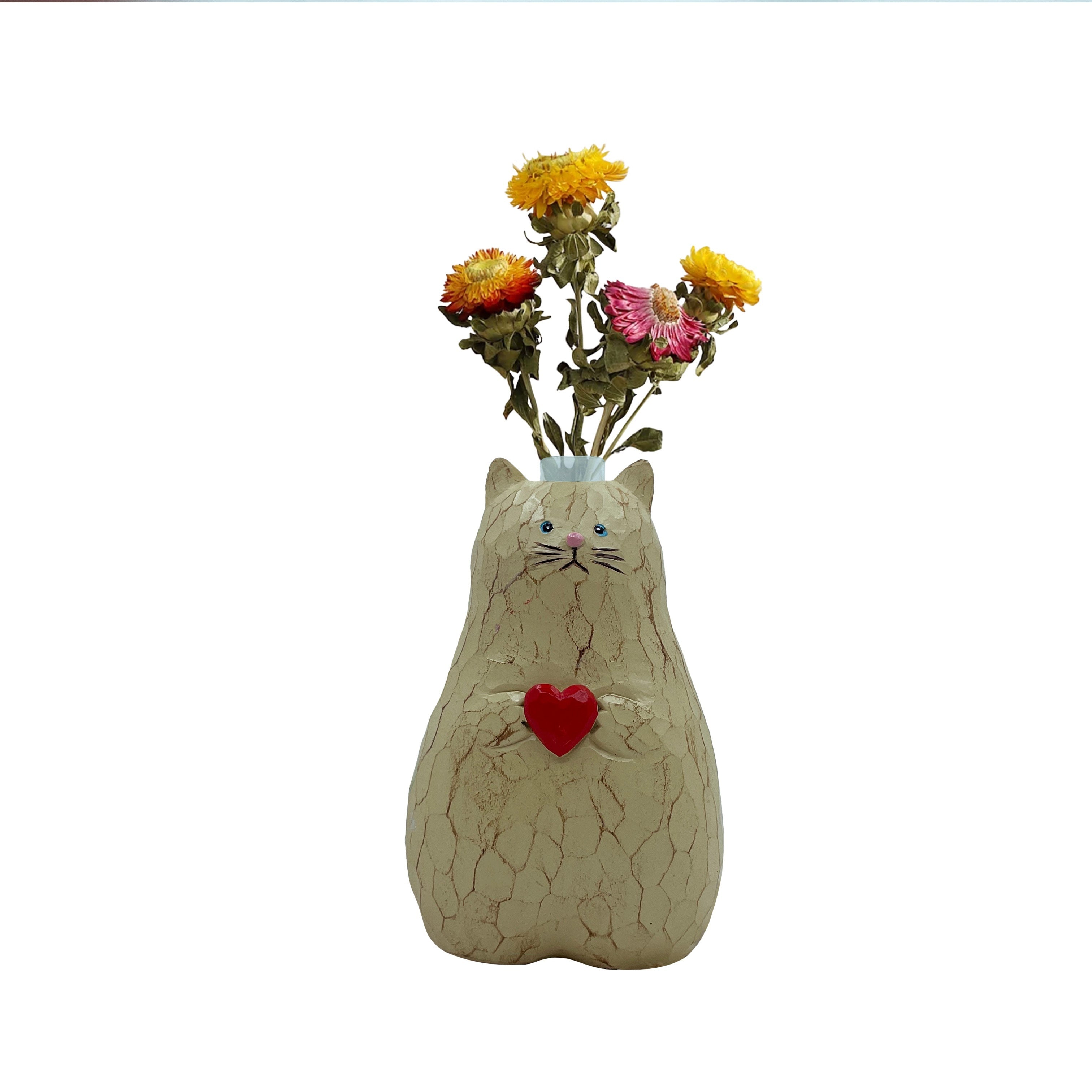 1pc Adorable Cat-Shaped Resin Vase with Red Heart - Perfect for Valentine's Day & Wedding Decor, Ideal for Hydroponic Plants & Flower Arrangements, Versatile Indoor Planter for Home Garden Enthusiasts, Flower Vase