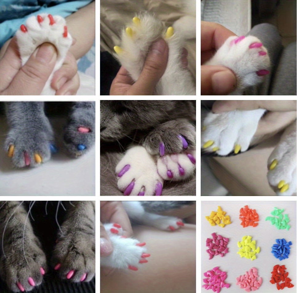 100-Pack Colorful Cat Nail Covers - Keep Your Cat's Paws Safe & Stylish!