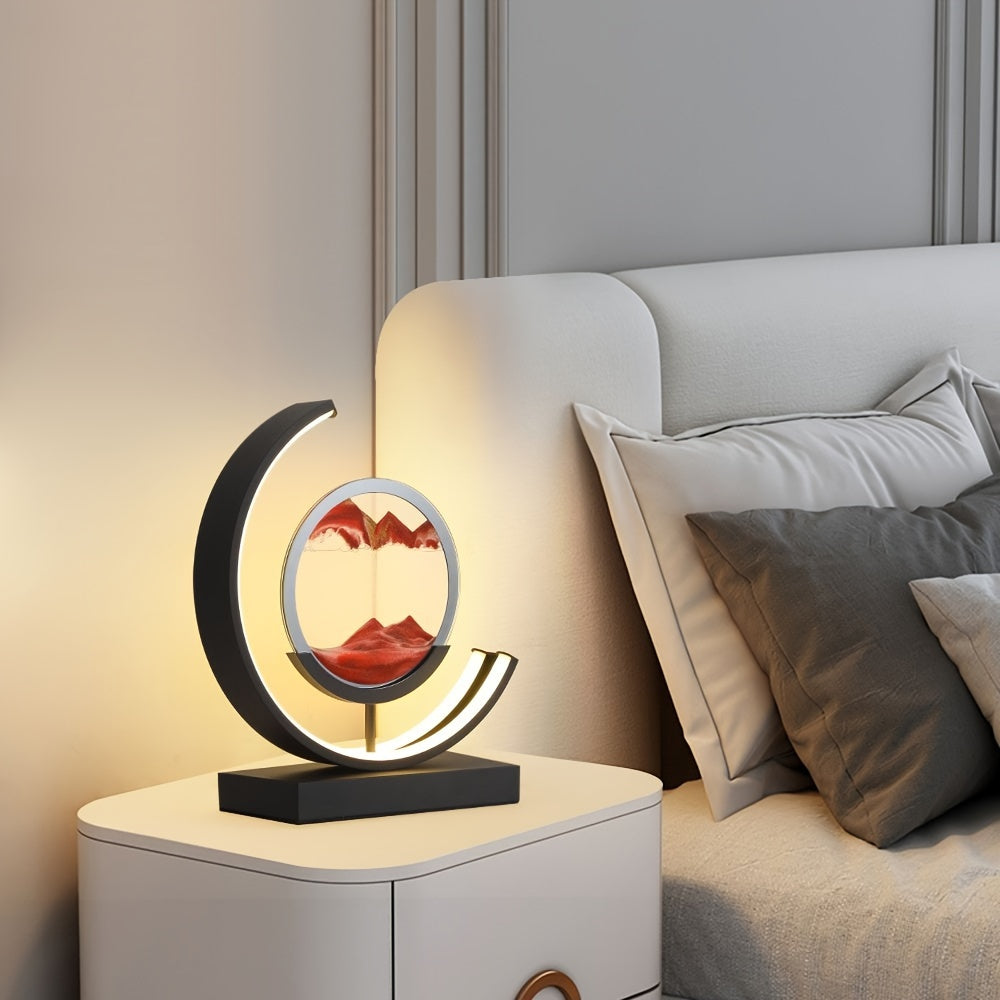 1PC 3 Colors Art Light Sands of Time Lamp, Moving Sand Art Picture 3D Round Sand Picture with Stand, Remote Control for Relaxing Desktop Home Decor and Office