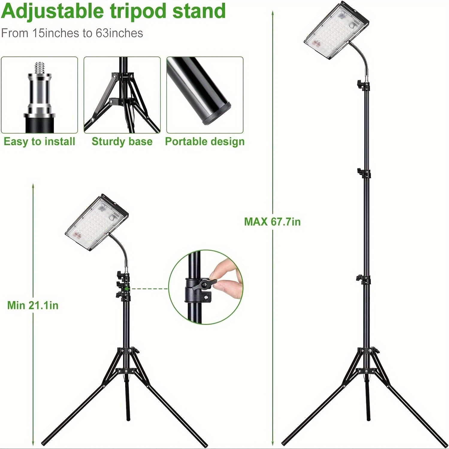 150W Full Spectrum LED Plant Grow Light with Adjustable Stand, Indoor Lamp for Seedlings & Plants, On/Off Switch, 18-47 Inch Tripod, 110V US Plug, Perfect for Indoor Gardening & Houseplants, Grow Lights Indoor Plants