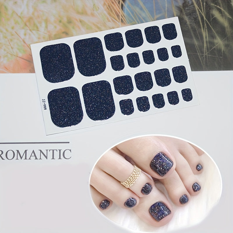 1 Pcs Glittery Glossy Toe Nail Stickers - Self-Adhesive, Hypoallergenic, Reusable, Irregular Shape Stripes Nail Wraps for DIY Nail Art Decoration - Space Theme, Easy to Apply, Long-Lasting, and Single-Use Plastic Nail Tip Dec