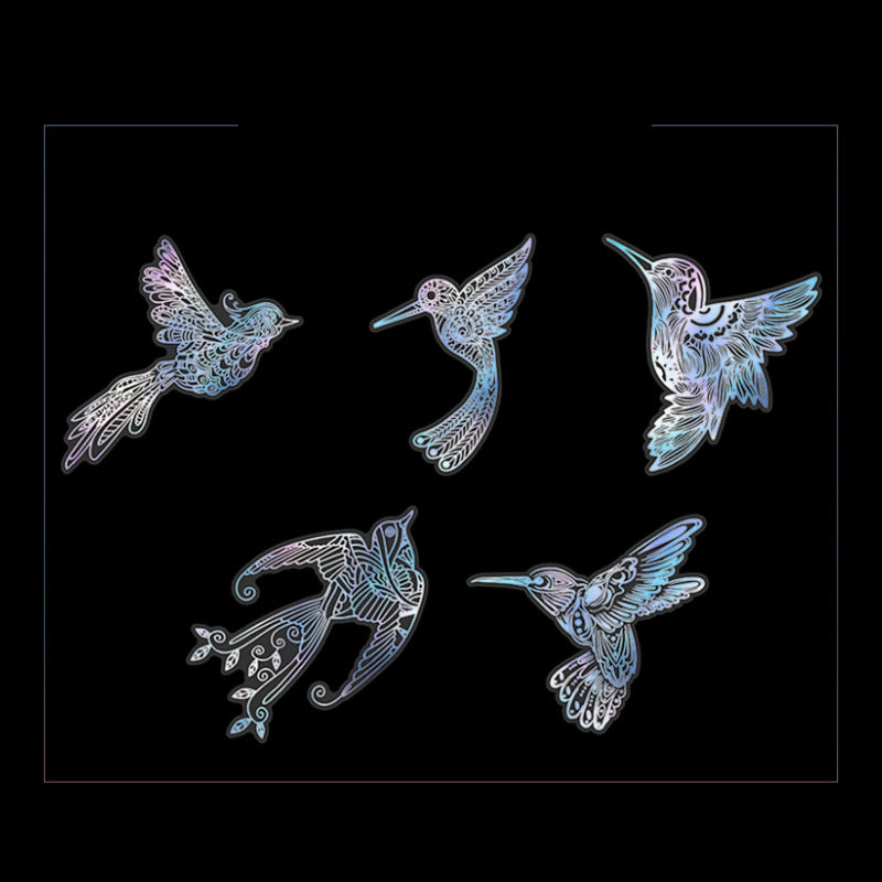 10pcs/pack Spiritual Wonderland Series Mandala Theme Three-dimensional Laser Silver PET Sticker Material Adhesive Sticker 165mm/6.50in*110mm/4.33in, DIY Materials