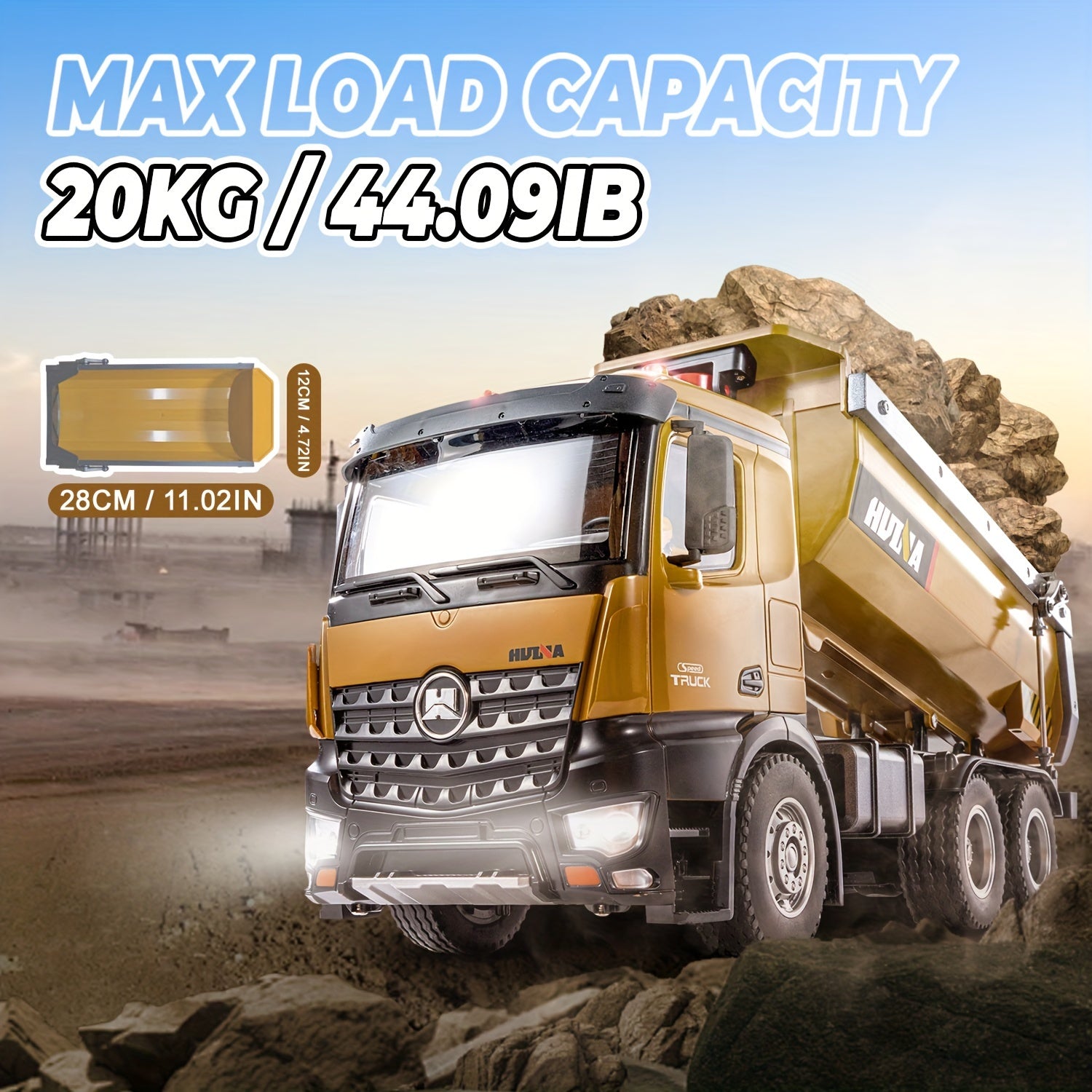 1:14 Scale Ten-channel Large Alloy RC Loading Truck 2.4GHz RC Engineering Truck Remote Control Truck Load 44.09 lbs Sealed Gift Box Holiday Gift Halloween Christmas Gift