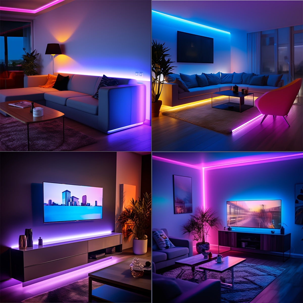 (2 rolls 17ft-1roll. 200ft RGB LED Strip Lights (2 Rolls, 100ft Each) with Smart App Control, Music Sync, Color Changing, Remote Control, for Bedroom, Party, Home Decor