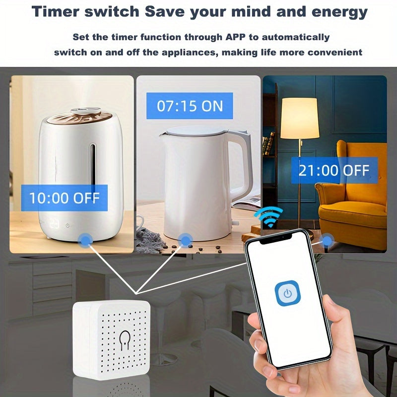 16A Wifi Smart Switch Mini - Compatible with Alexa and Google Home, Remote Control, Voice Control, DIY Mode, Delay Function, LAN Control - Ewelink Home Automation Timer Schedule, 2-Way Smart Circuit Breaker