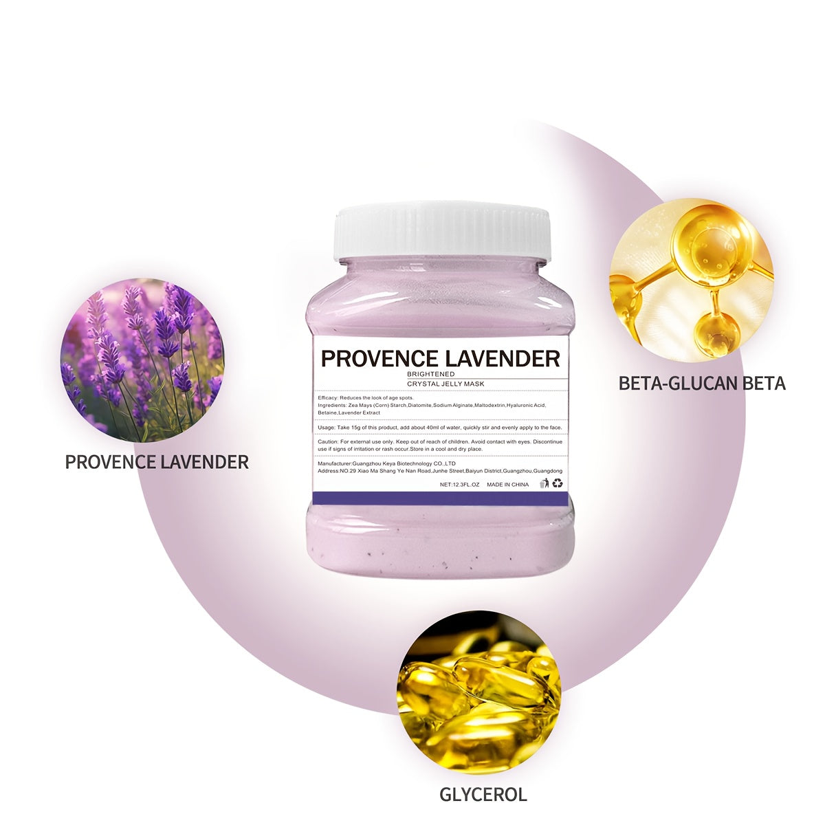 12.3fl. Oz Lavender Jelly Mask Powder - Natural Hydro Gel Facial Treatment, Moisturizing & Hydrating, Paraben-Free for All Skin Types, Unisex Adult Skincare, Smooth & Even Skin Tone