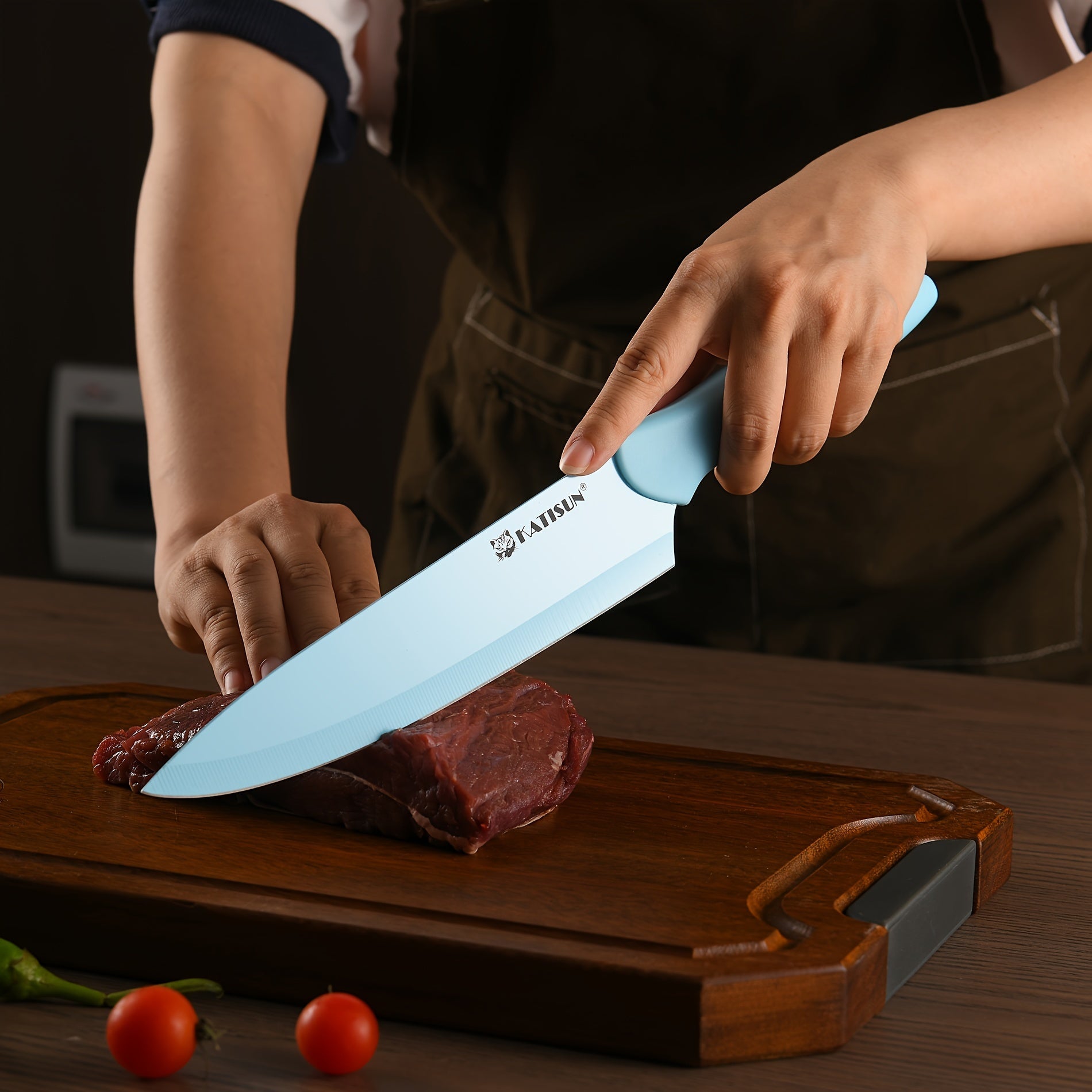 13 Piece Non-stick Coating Stainless Steel Boxed Knives Set, Anti-Rust and Dishwasher Safe, 6 Knives with 6 Blade Covers and one Kitchen Shear