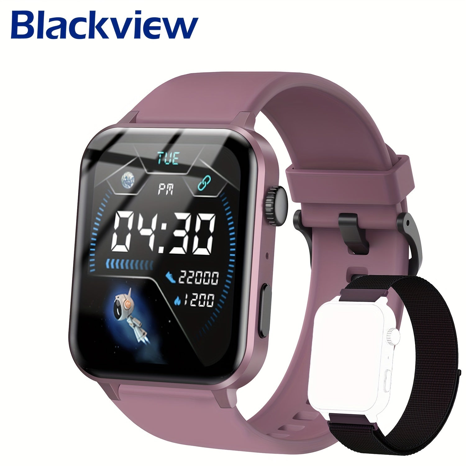 1.85" Vibrant Purple Smartwatch for Men and Women - 100+ Sports Modes Fitness Tracker, Pedometer, Music Control, Remote Control Photo, Waterproof Fitness Watch for Android iPhone [2024