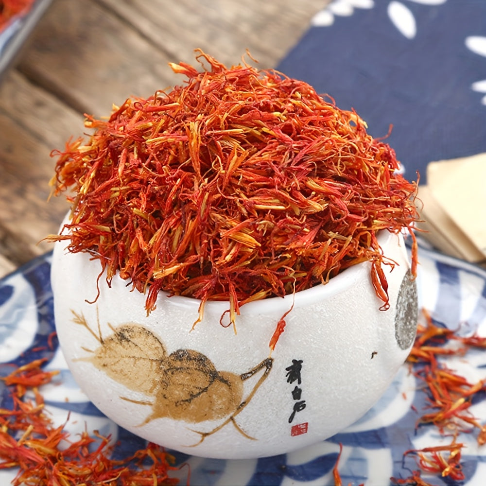 100g High-Quality Dried Safflower Petals Tea - Pure, Unrefined, Allergy-Free, 3.53oz Bag for Health Benefits and Flavor Enhancement, Tea Herbal Supplement | Resealable Tea Bag | Herbal Packaging