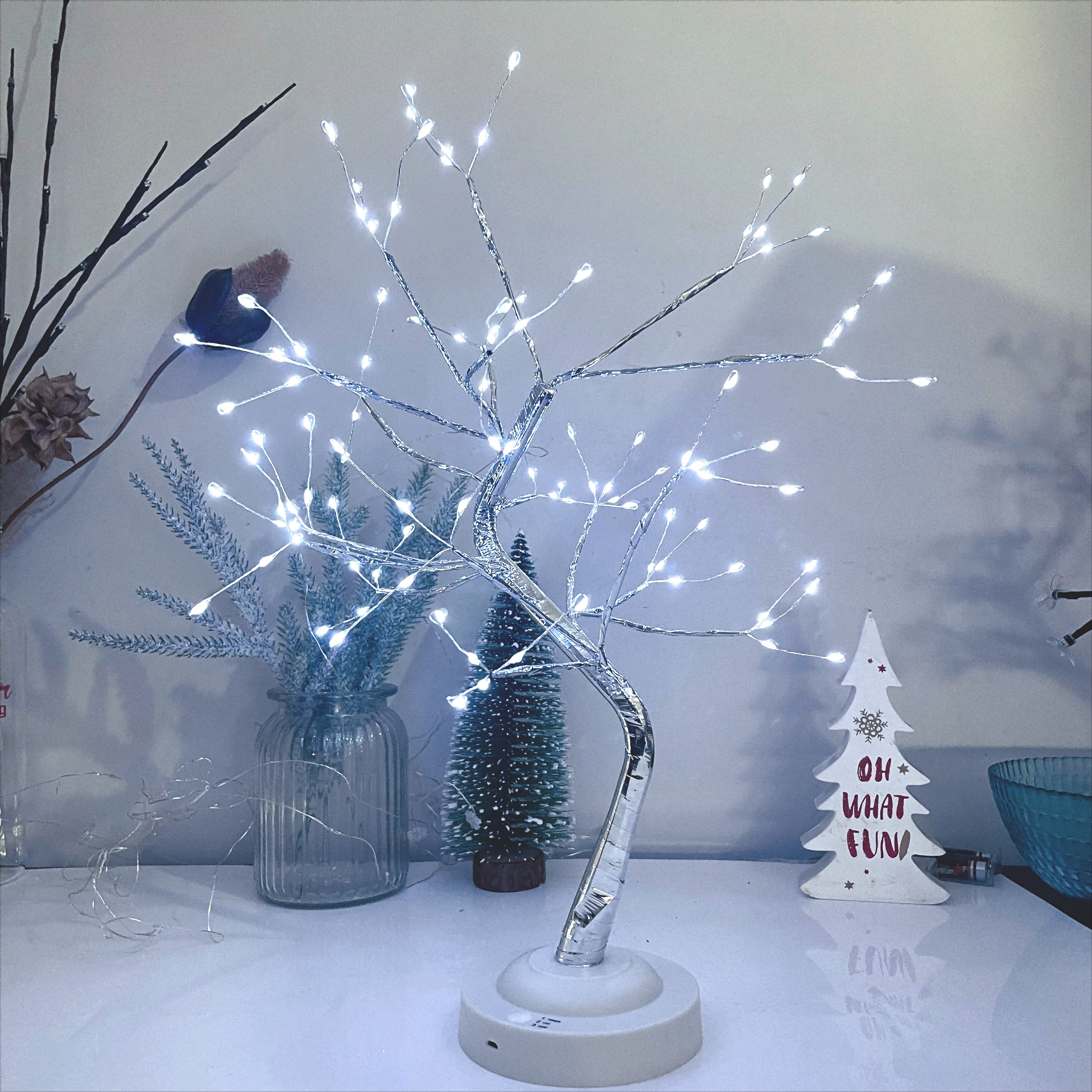 1pc 20-Inch LED Tree Light with 108 Color-Changing LEDs, Battery Powered, Timer Function, Remote Control, and Adjustable Arm for Party, Yard, Bar, Christmas, Halloween, Festival, and Eid Al-Adha Decorations