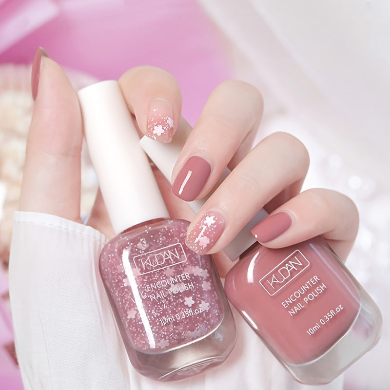 10ml Quick Drying Nail Polish - Ultra-Glossy, Non-Toxic Formula in Fashion-Forward Pinkish Black, White & Red - Perfect for Safe, At-Home Manicures & Nail Art Creations