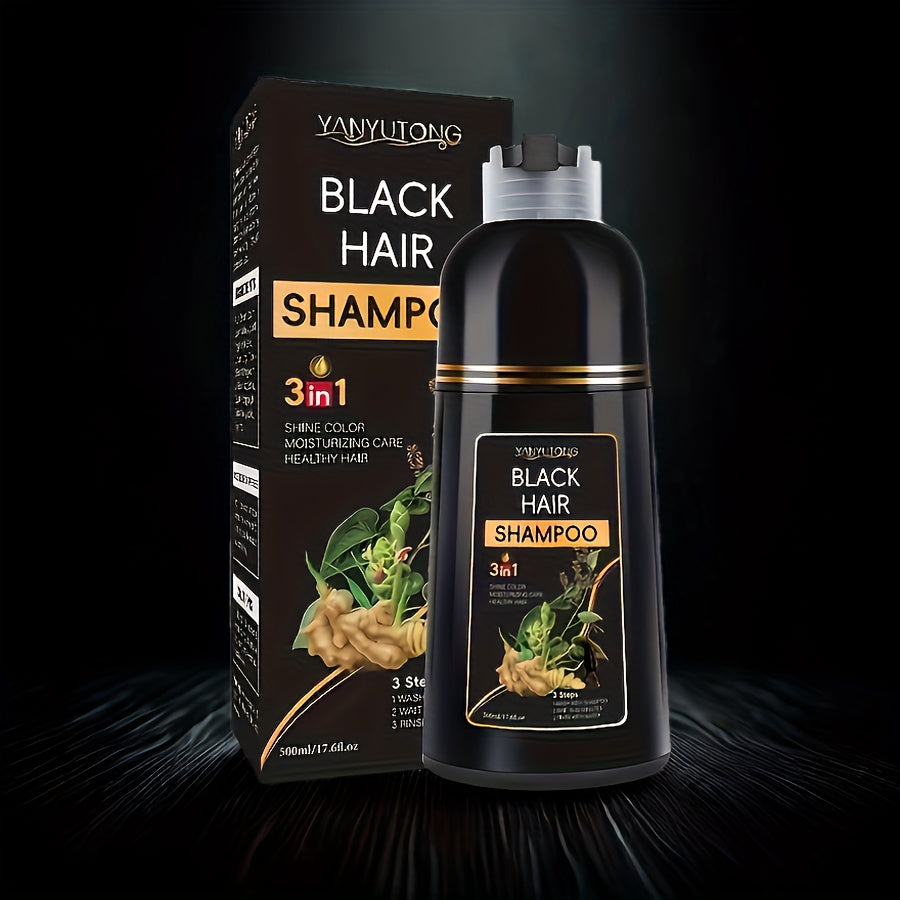 16.91oz 3-in-1 Black Hair Dye Shampoo, Covering White Hair, Herbal Hair Dye Shampoo - Natural And Healthy Plant Ingredients, Quickly Complete Hair Dyeing, Moisturize And Care For Hair, Suitable For Both Men And Women, Father'