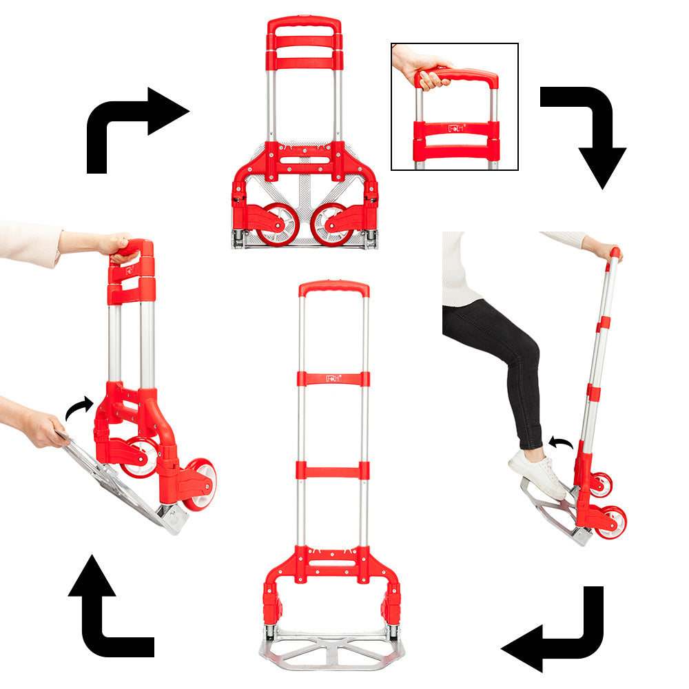 Folding Hand Truck Aluminum Portable Folding Hand Cart 165lbs Capacity Hand Cart and Dolly for Home, Auto, Office, Travel Use
