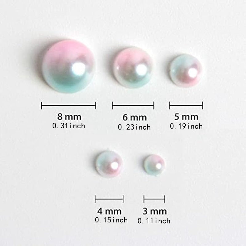 1100pcs ABS Gradient Imitation Pearls Half Round Assorted Mixed Sizes 3-8mm Flatback Beads For Jewelry Making DIY Nail Art And Other Patches Decors Craft Supplies