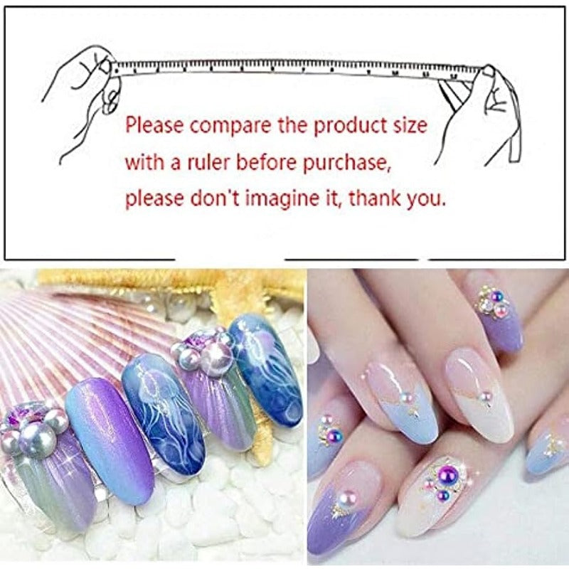 1100pcs ABS Gradient Imitation Pearls Half Round Assorted Mixed Sizes 3-8mm Flatback Beads For Jewelry Making DIY Nail Art And Other Patches Decors Craft Supplies
