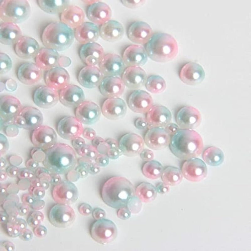 1100pcs ABS Gradient Imitation Pearls Half Round Assorted Mixed Sizes 3-8mm Flatback Beads For Jewelry Making DIY Nail Art And Other Patches Decors Craft Supplies