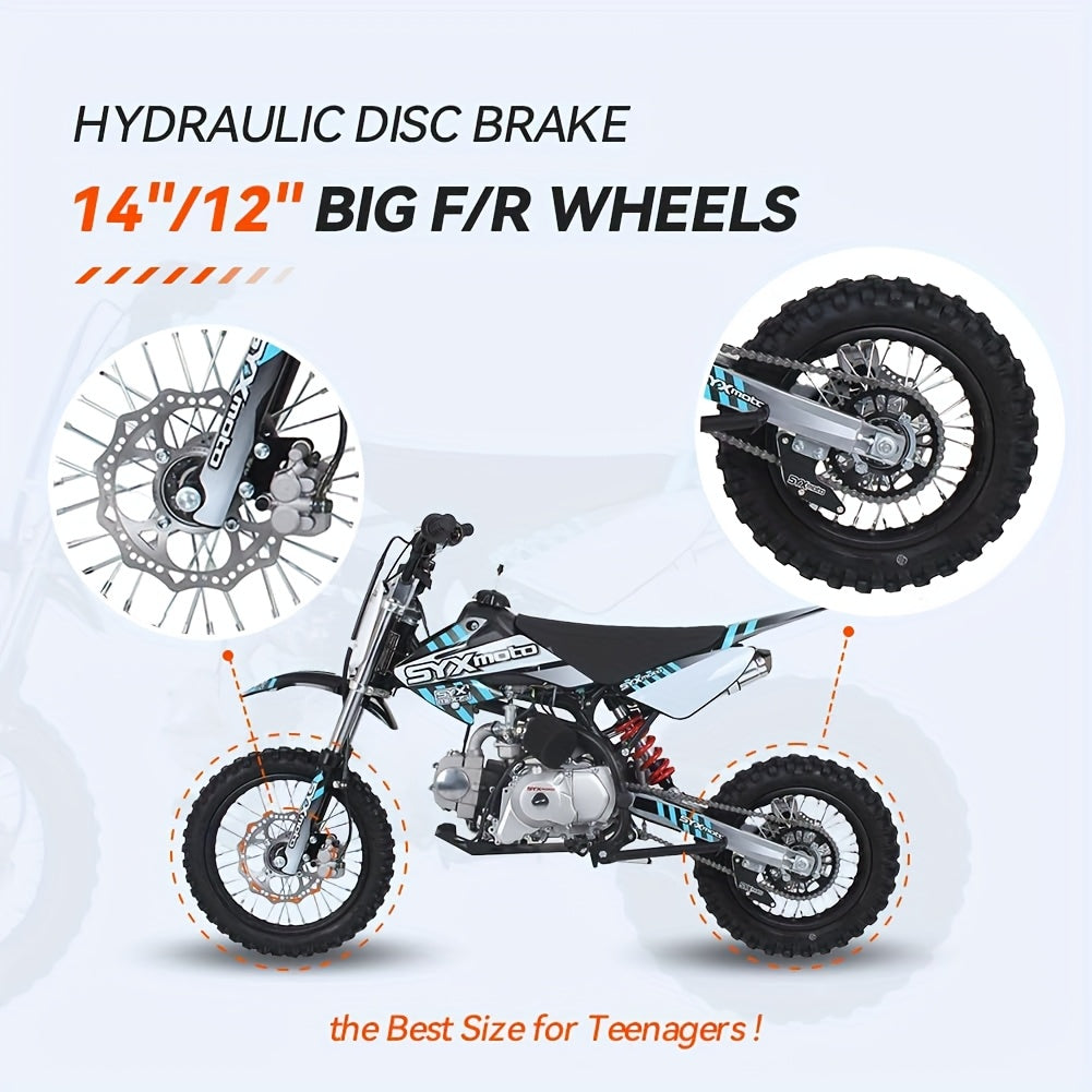 125cc Dirt Bike For Adults 4-Stroke Gas Powered Pit Bike Off Road Motorcycle, Fully Automatic Transmission, Max Speed 20mph, Motorcycle For Adults, Clearance And Closeout, Without Battery