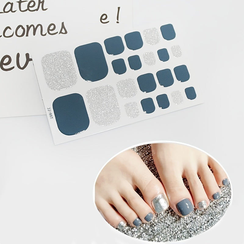 1 Pcs St.Patrick's Day Toe Nail Stickers, Nail Strips Decals With Glitter Design, Full Wraps Self Adhesive Toe Nail Tip, For Women Girls DIY Nail Art Decoration