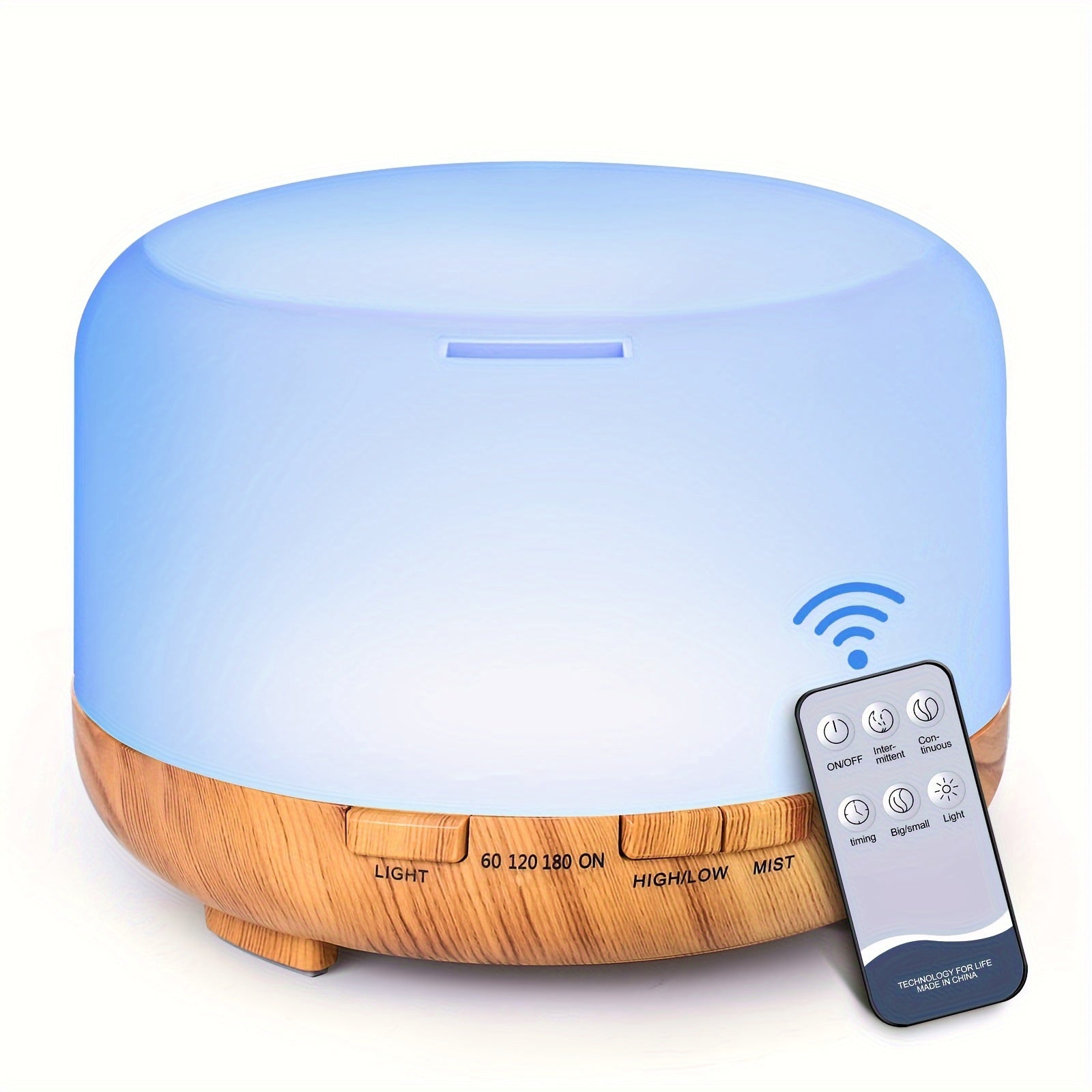 16.91oz Aromatherapy Oil Diffuser, 5V 2A USB Powered Wood Grain Color Essential Oil Aroma Diffuser, Auto Shut Off (When Water Use Out) With Remote Control For Home Office Bedroom