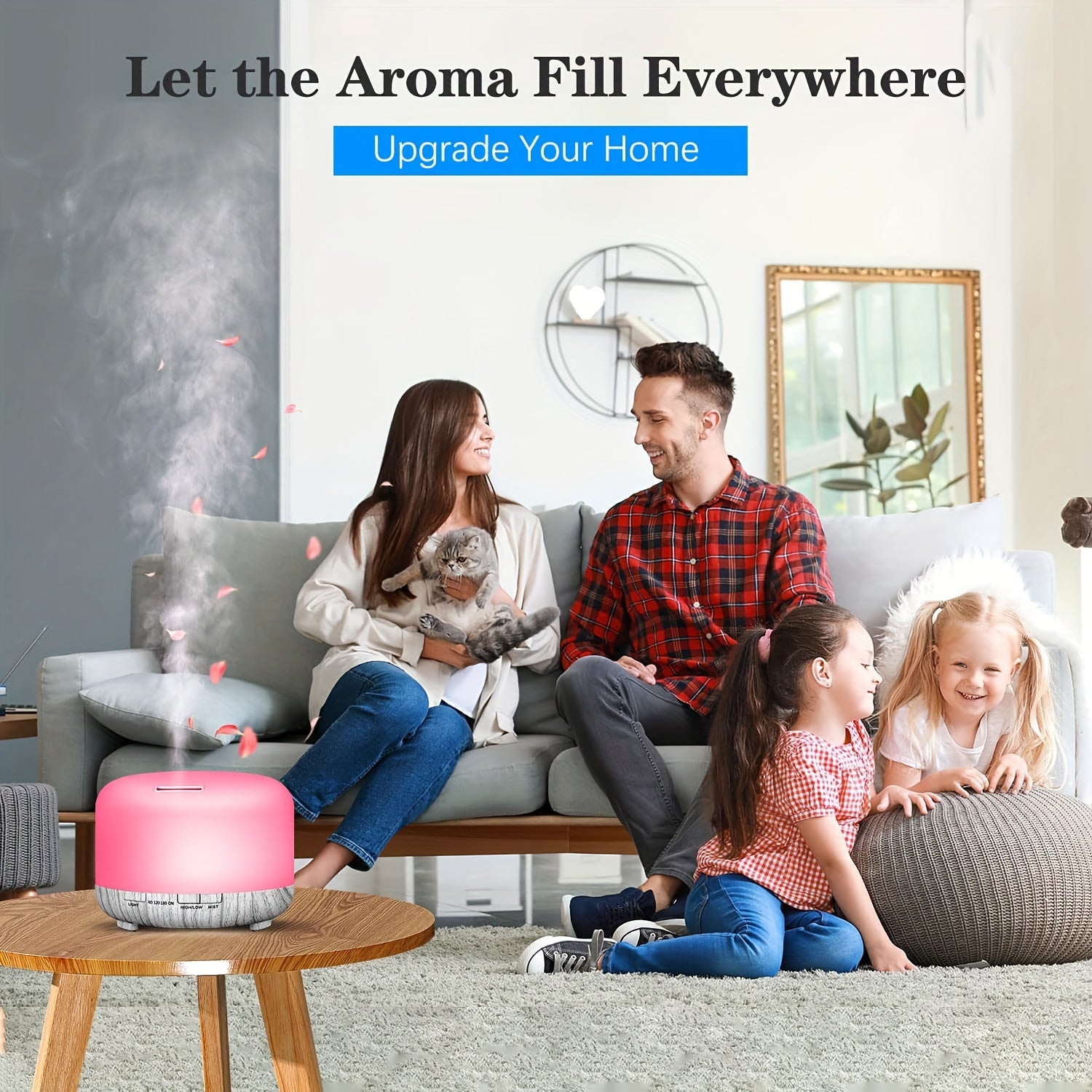 16.91oz Aromatherapy Oil Diffuser, 5V 2A USB Powered Wood Grain Color Essential Oil Aroma Diffuser, Auto Shut Off (When Water Use Out) With Remote Control For Home Office Bedroom