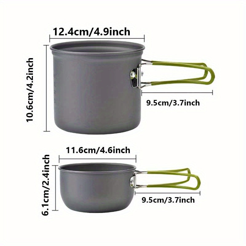 1pc Camping Cookware Kit With Stainless Steel Forks Knives Spoons For Outdoor Camping, Picnic, Travel, Cooking
