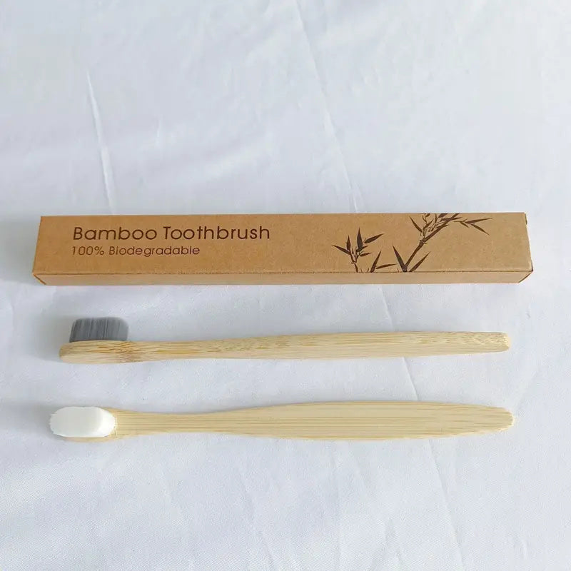 10 Pcs Bamboo Toothbrush Sets Natural Wooden Soft Fur Tooth Brush Eco-friendly Black White Toothbrushes Teeth Cleaning Tools