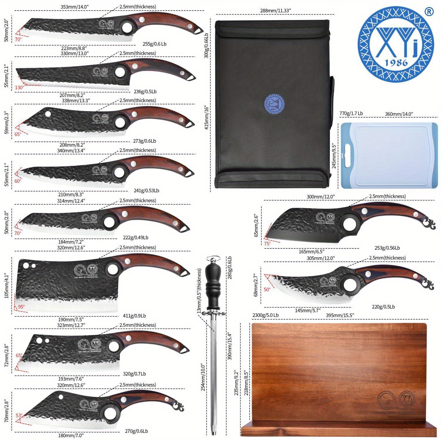 10pcs, Knife Set With Magnetic Blocks, Rolling Bag, Scissors, Sharpening Rod, Cutting Board, Kitchen Chef Knives Set For Home, Personalized Gifts For Women Men Birthday Christmas Valentines Unique Presents For Mom Dad Friend