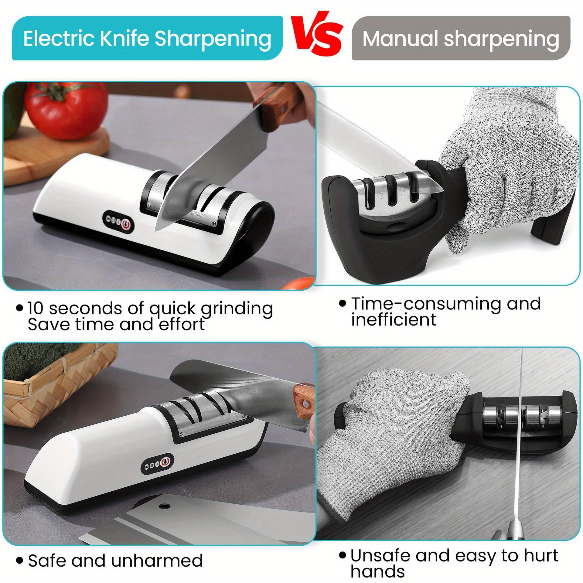 1 Pc High-speed Automatic Electric Knife Sharpener, One-button Operation, Can Sharpen Scissors, Various Knives - Precision Designed Kitchen Gadgets