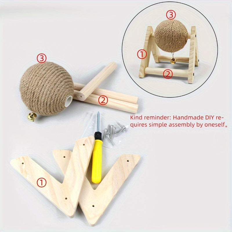 1 PC Polyester Fiber Pet Sisal Claw and Tooth Care Ball Toy for Rabbits - Durable, Non-Toxic, Stress Relief and Venting Toy for Small Animals