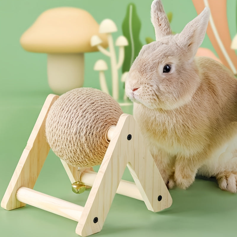 1 PC Polyester Fiber Pet Sisal Claw and Tooth Care Ball Toy for Rabbits - Durable, Non-Toxic, Stress Relief and Venting Toy for Small Animals