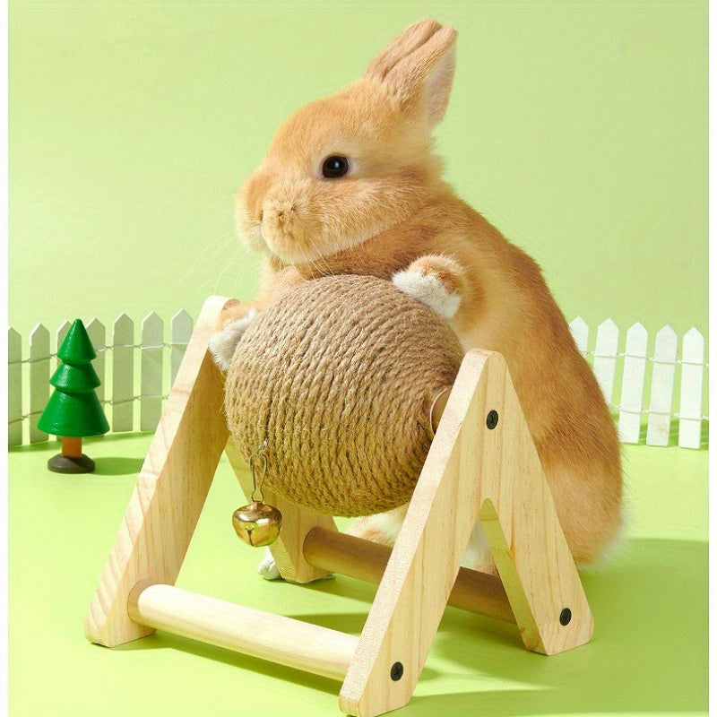 1 PC Polyester Fiber Pet Sisal Claw and Tooth Care Ball Toy for Rabbits - Durable, Non-Toxic, Stress Relief and Venting Toy for Small Animals