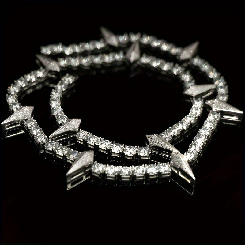 0.5 Carat Zirconia Men's King of Wakanda Pointed Necklace with Wolf Tooth Pendant, Personalized Fashion Forward Tennis Chain