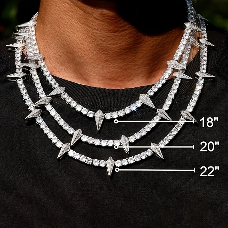 0.5 Carat Zirconia Men's King of Wakanda Pointed Necklace with Wolf Tooth Pendant, Personalized Fashion Forward Tennis Chain