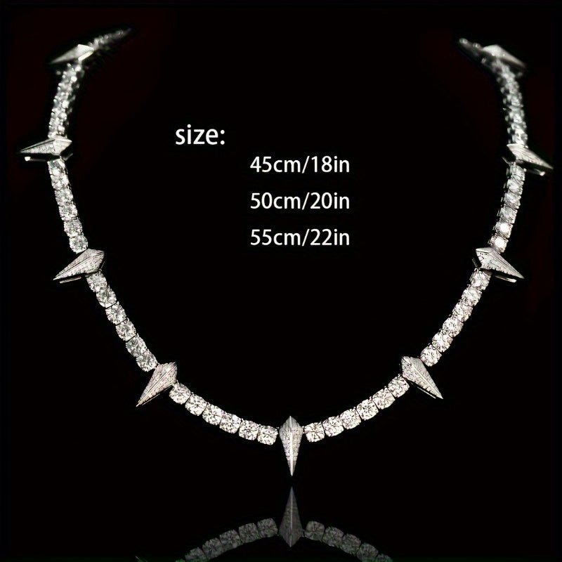 0.5 Carat Zirconia Men's King of Wakanda Pointed Necklace with Wolf Tooth Pendant, Personalized Fashion Forward Tennis Chain