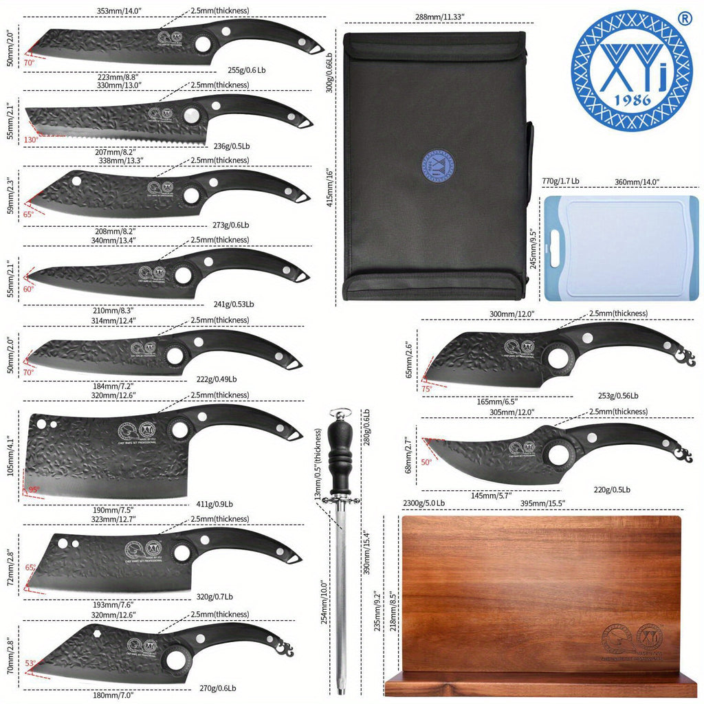 10 Pieces Kitchen Knives Set With Bag, Cutting Board, Honing Steel, Magnetic Knife Block, Cut Resistant Gloves, Blade Covers, Personalized Gifts for Women Men Birthday Christmas Mothers Fathers Unique Presents for Mom Dad Fri