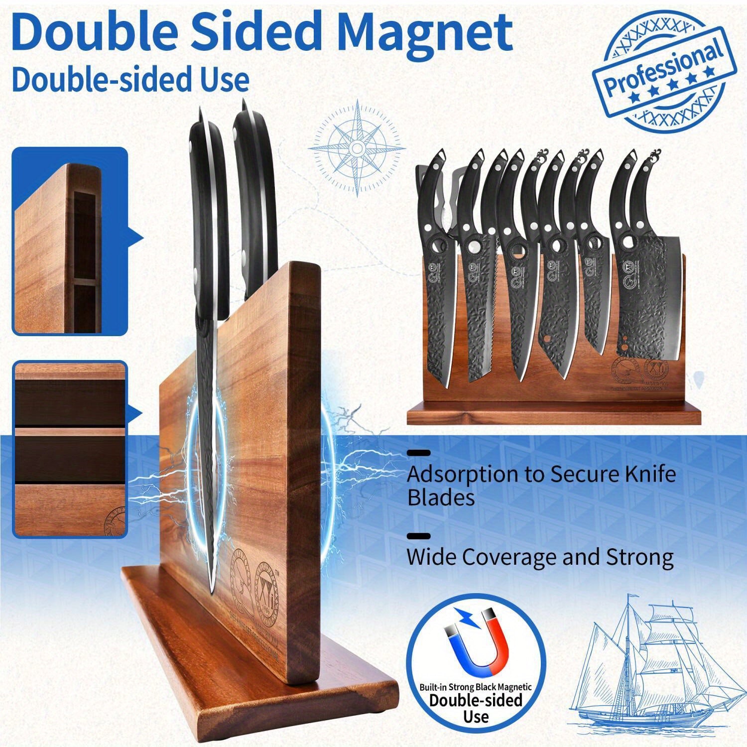 10 Pieces Kitchen Knives Set With Bag, Cutting Board, Honing Steel, Magnetic Knife Block, Cut Resistant Gloves, Blade Covers, Personalized Gifts for Women Men Birthday Christmas Mothers Fathers Unique Presents for Mom Dad Fri