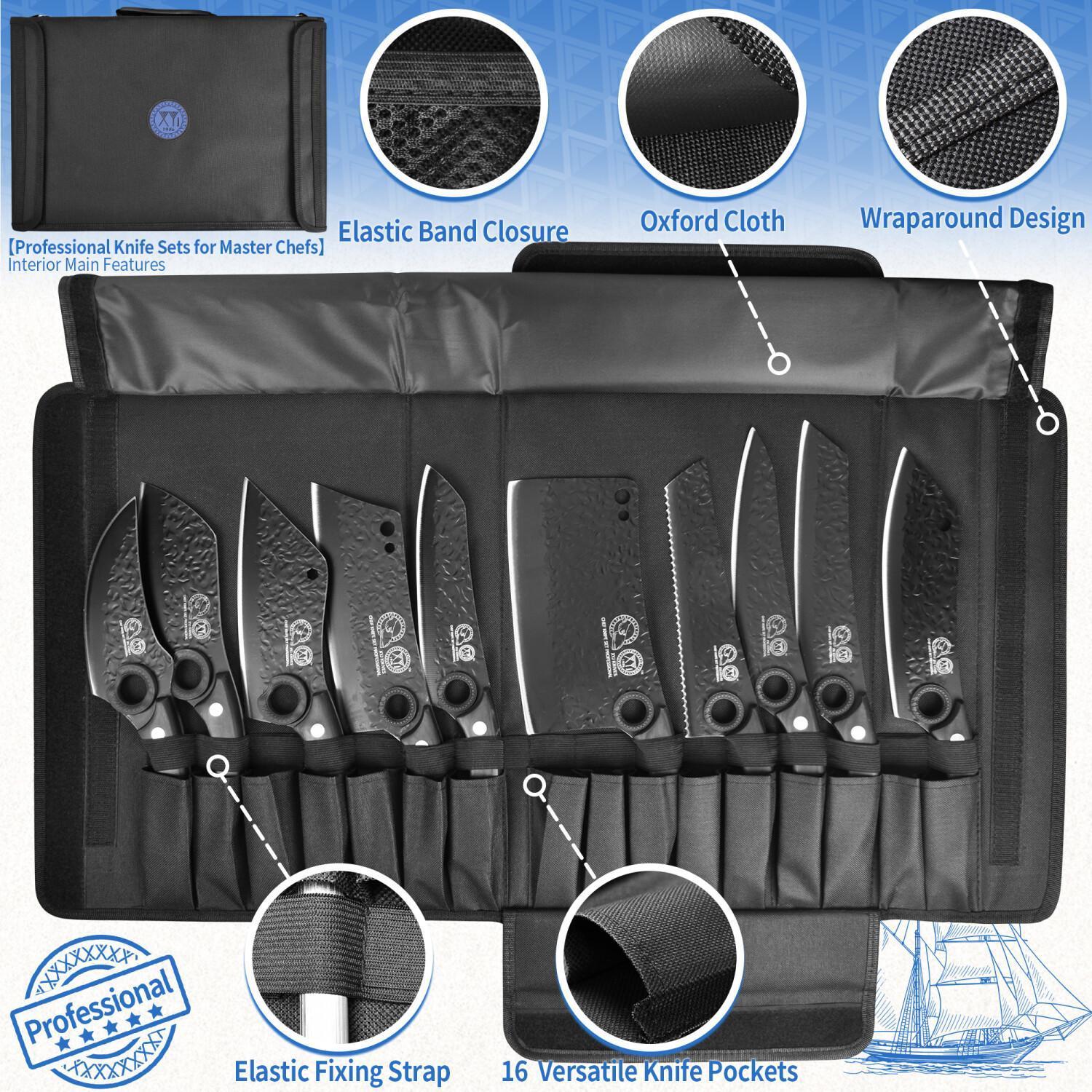 10 Pieces Kitchen Knives Set With Bag, Cutting Board, Honing Steel, Magnetic Knife Block, Cut Resistant Gloves, Blade Covers, Personalized Gifts for Women Men Birthday Christmas Mothers Fathers Unique Presents for Mom Dad Fri