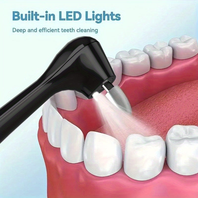 1 Piece Rechargeable Teeth Whitening Kit: 7 Brush Heads, 5 Speed Modes, Waterproof LED Light Electric Tooth Polisher for Daily Whitening and Cleaning