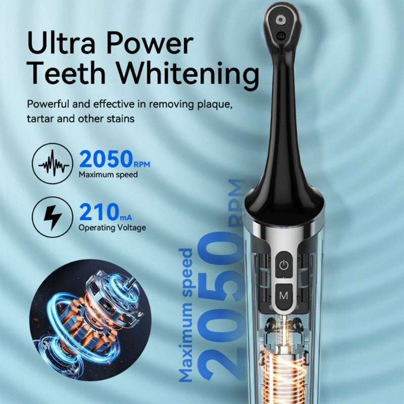 1 Piece Rechargeable Teeth Whitening Kit: 7 Brush Heads, 5 Speed Modes, Waterproof LED Light Electric Tooth Polisher for Daily Whitening and Cleaning