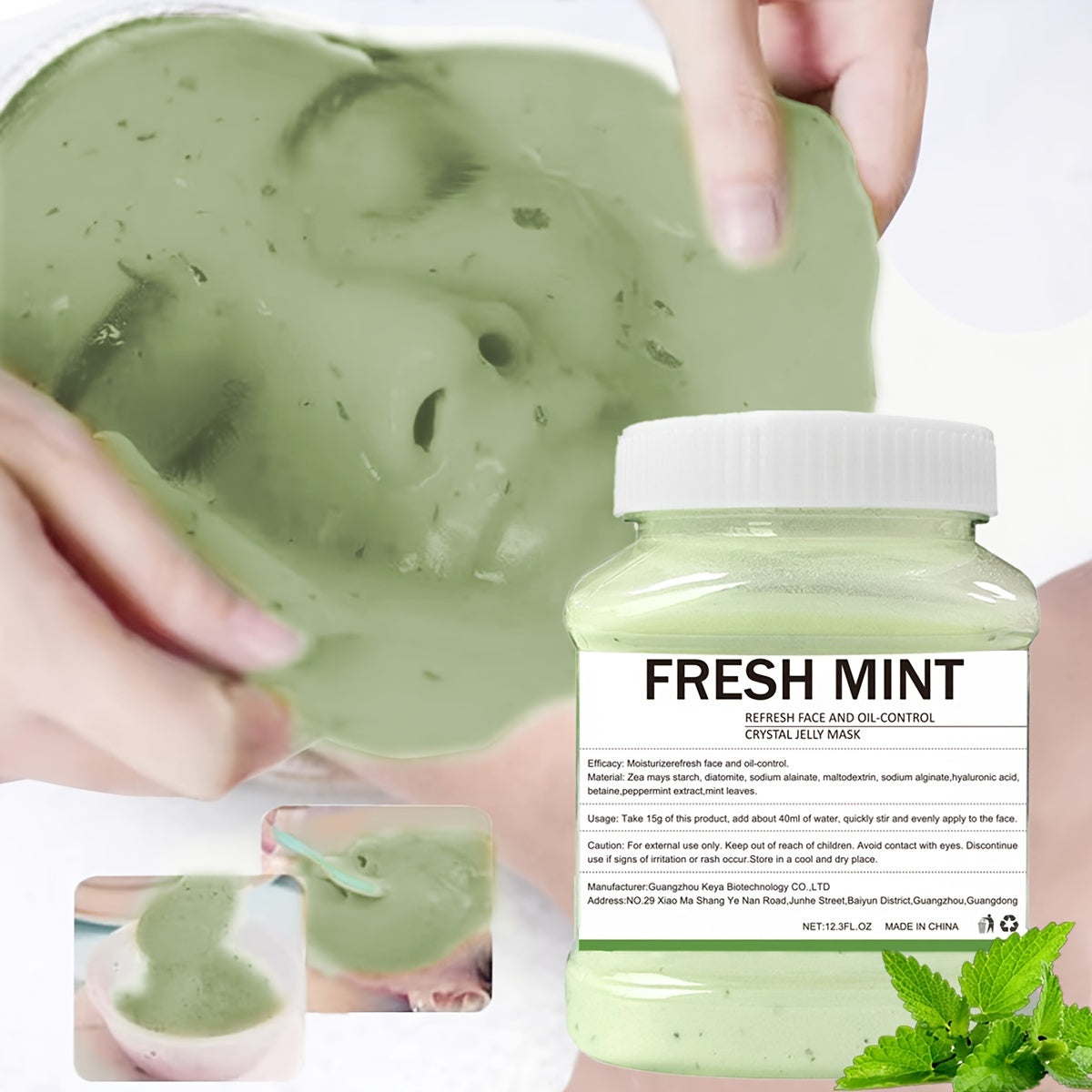 12. 3Fl. Oz Fresh Mint Jelly Mask For Facial Skin Care, Natural Gel Hydro Face Masks, Professional Off Hydro Jelly Mask, Moisturizing, Improving & Hydrating, Mask Powder For Wrinkles