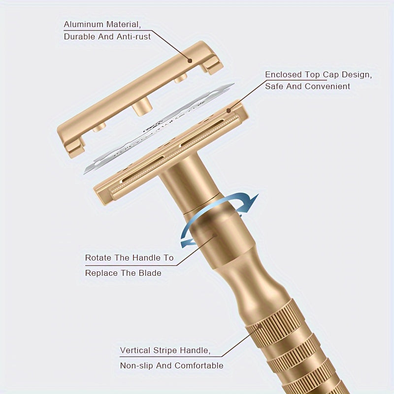 1 Machine + 5 Blades, High Quality Classic Double Edge Safety Razor For Men Shaving&Women Hair Removal Manual Shaver