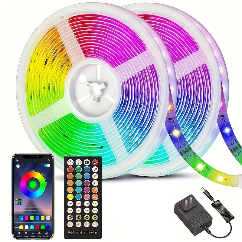 16.4 Million Colors RGB LED Strip Lights with Music Sync, App & Remote Control – Vibrant Color Changing Lights for Bedroom, Kitchen, Parties & Christmas Decor (393.7/787.4/1181.1inch), LFON